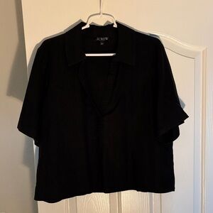 J. Crew Women's Black linen short sleeve cabana popover top